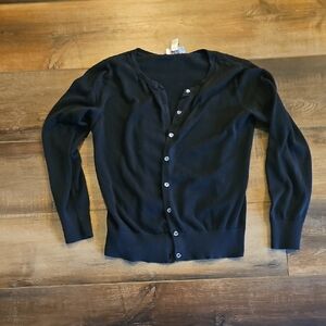 LOFT Black Cardigan Sweater Classic Knit Design